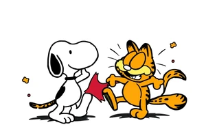 snoopy in a battle with Garfield tattoo idea