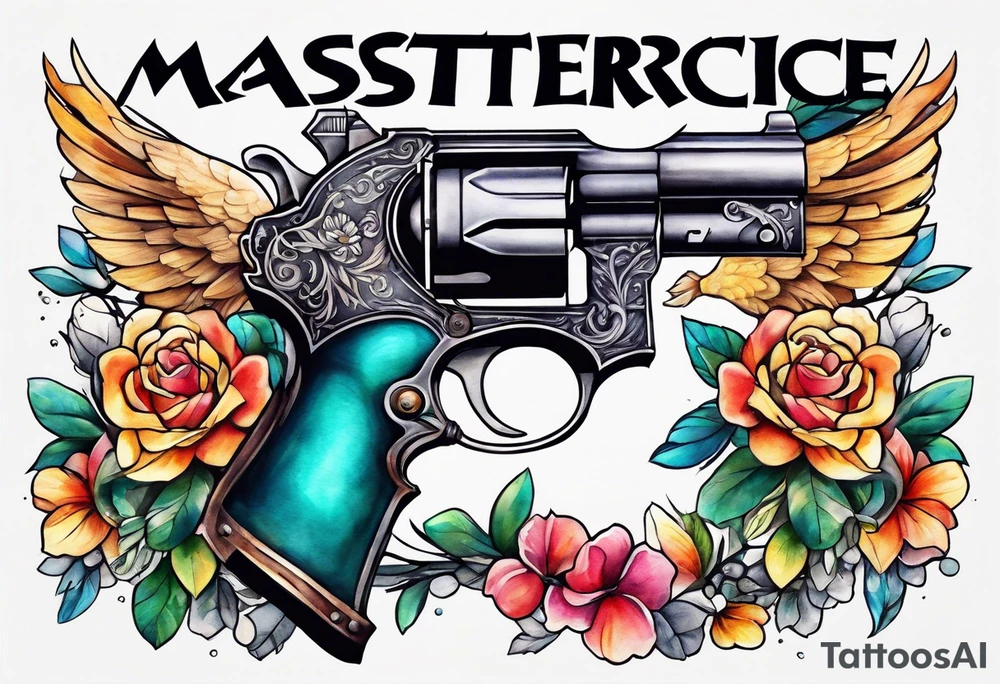 The letters AR with pistols on each side tattoo idea