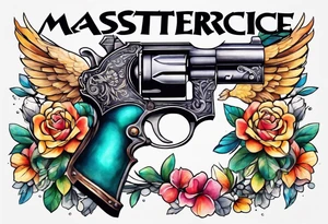 The letters AR with pistols on each side tattoo idea