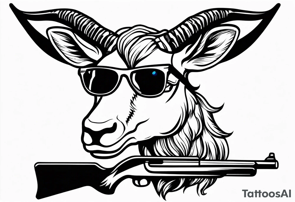 capricorn with sunglasses and shotgun tattoo idea