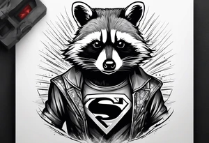 raccoon wearing a Superman t-shirt tattoo idea