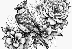 Bird and flowers tattoo idea