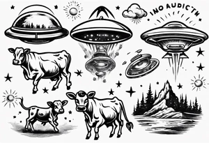 UFO abducting a cow tattoo idea