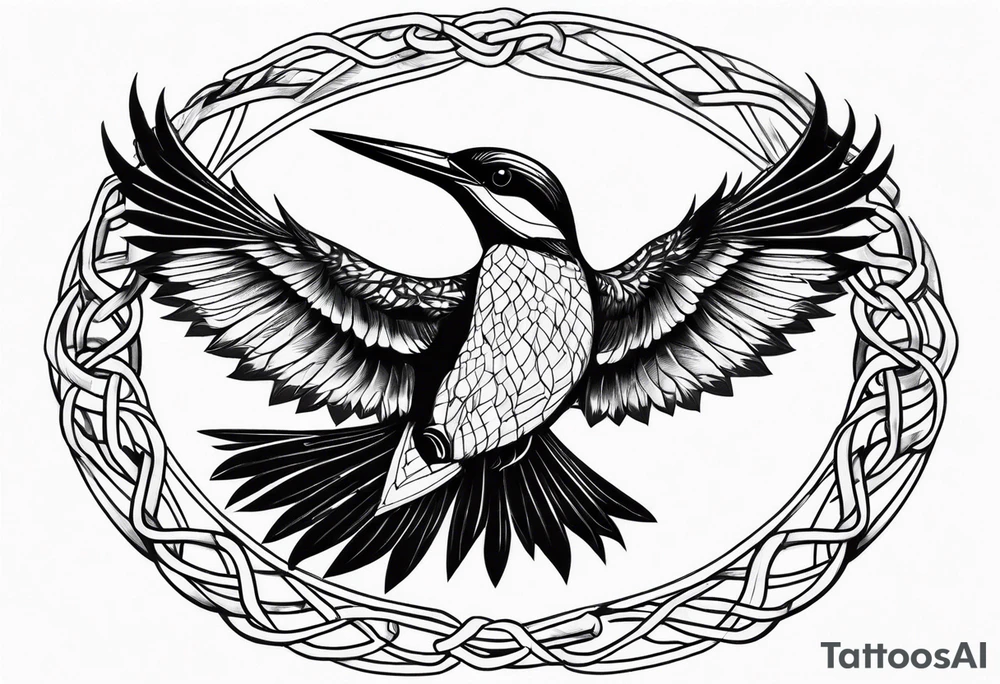 Kingfisher trapped in chains tattoo idea