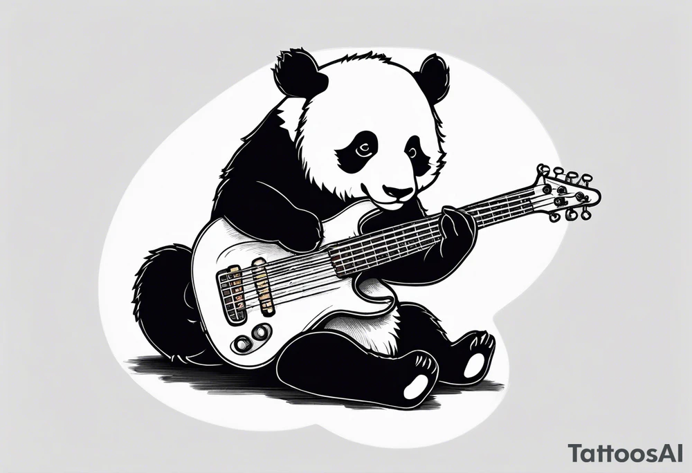 A panda playing the bass guitar tattoo idea
