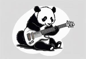 A panda playing the bass guitar tattoo idea