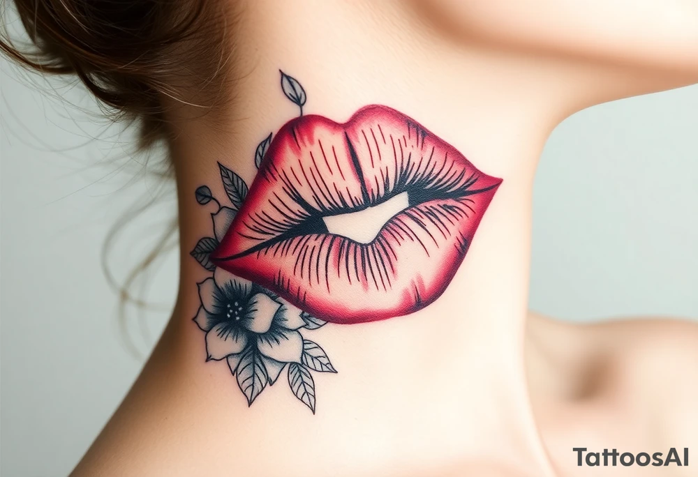 Lipstick kiss print with lrs tattoo idea