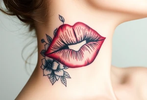 Lipstick kiss print with lrs tattoo idea