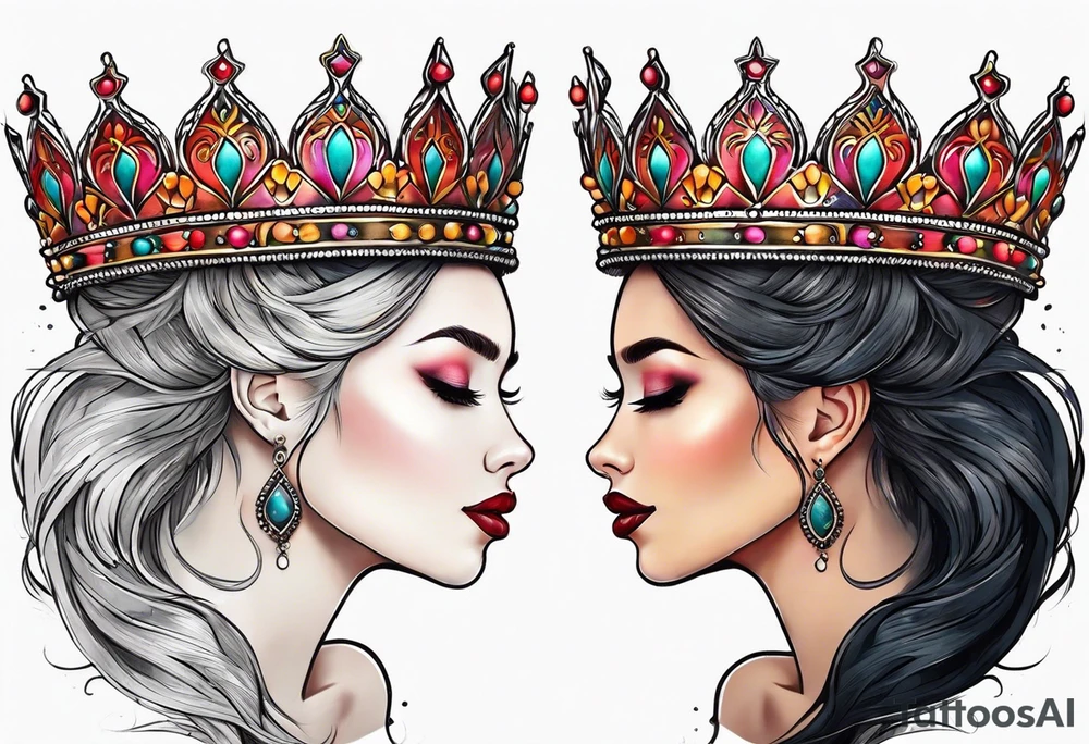 his and her crowns. Crowns only. Simplistic and detailed. fine lines tattoo idea