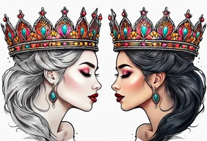 his and her crowns. Crowns only. Simplistic and detailed. fine lines tattoo idea