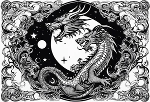 Moon and a dragon tattoo idea