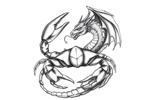 Dark cancer zodiac sign tattoo with dragon on background tattoo idea