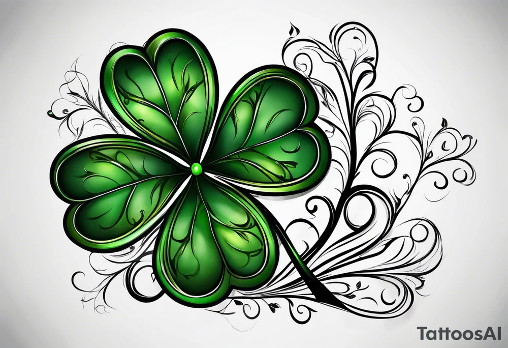 a single three leaf clover with vine tattoo idea