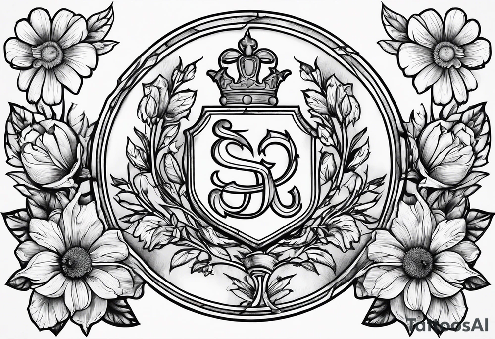 Murphy family crest with su flowers tattoo idea