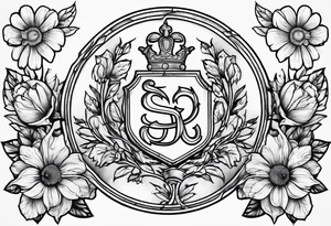 Murphy family crest with su flowers tattoo idea