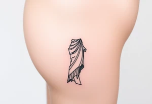 outer thigh tattoo greek sculpture female, fine line tattoo idea