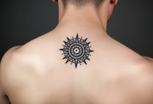 celestial sun and moon with constellation patterns tattoo idea