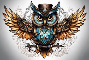 Steampunk owl tattoo idea