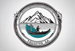 logo via francigena , pellegrino con zaino e bastone tattoo idea
