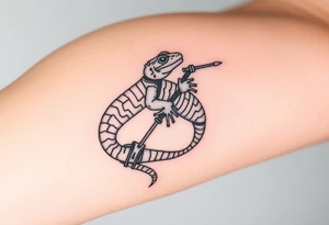 Imaginez le Colisé  une salamandre et un guerrier tattoo idea