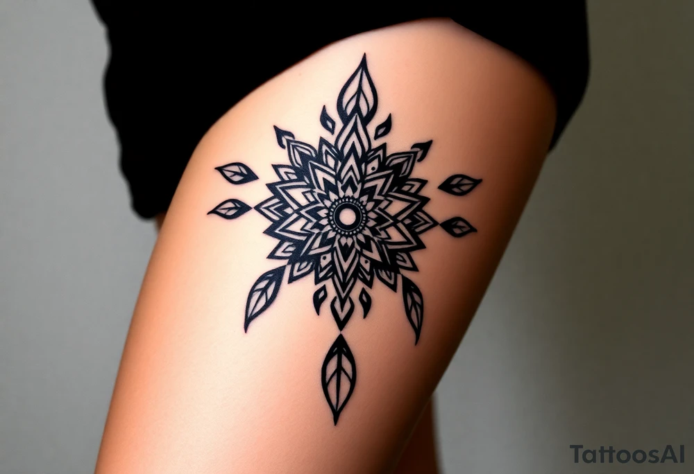 spiritual feather indian mandala shaman tattoo idea