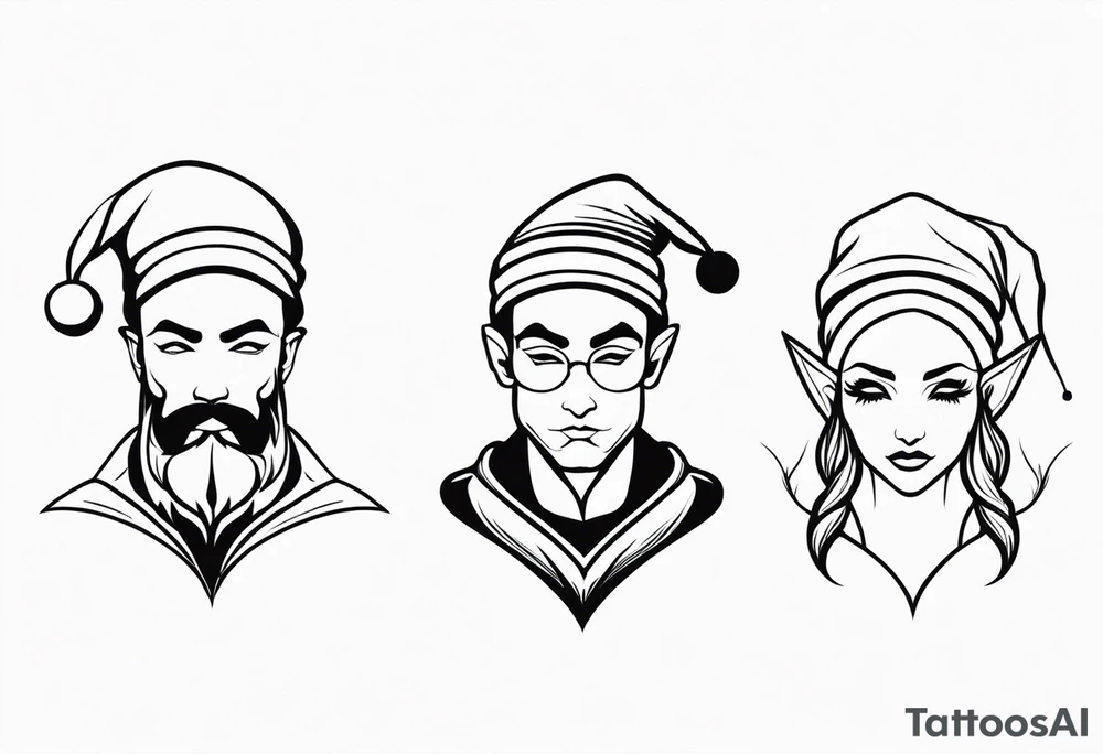 santa elves silhouettes tattoo idea