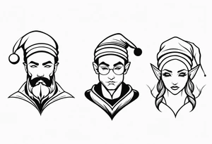 santa elves silhouettes tattoo idea