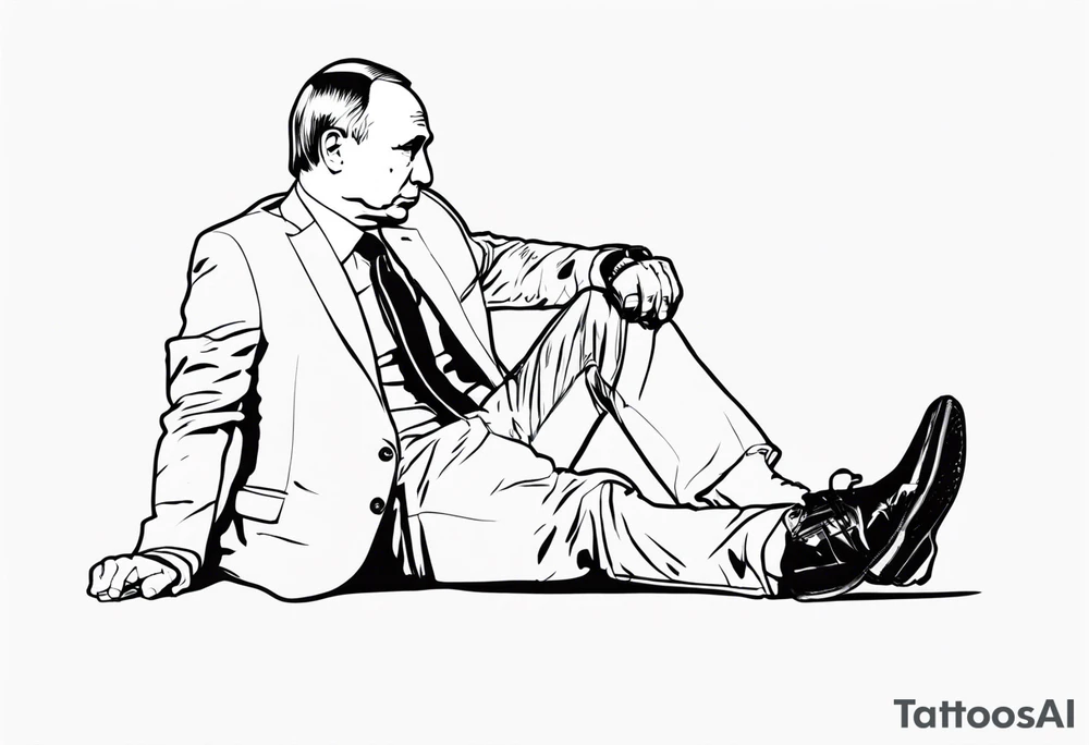 Vladimir Putin, knees on the ground, muzzle of kalashnikov is pointed at his head tattoo idea