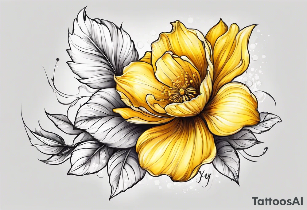 Yellow flower that forms the letter Y followed by vette tattoo idea