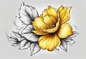 Yellow flower that forms the letter Y followed by vette tattoo idea