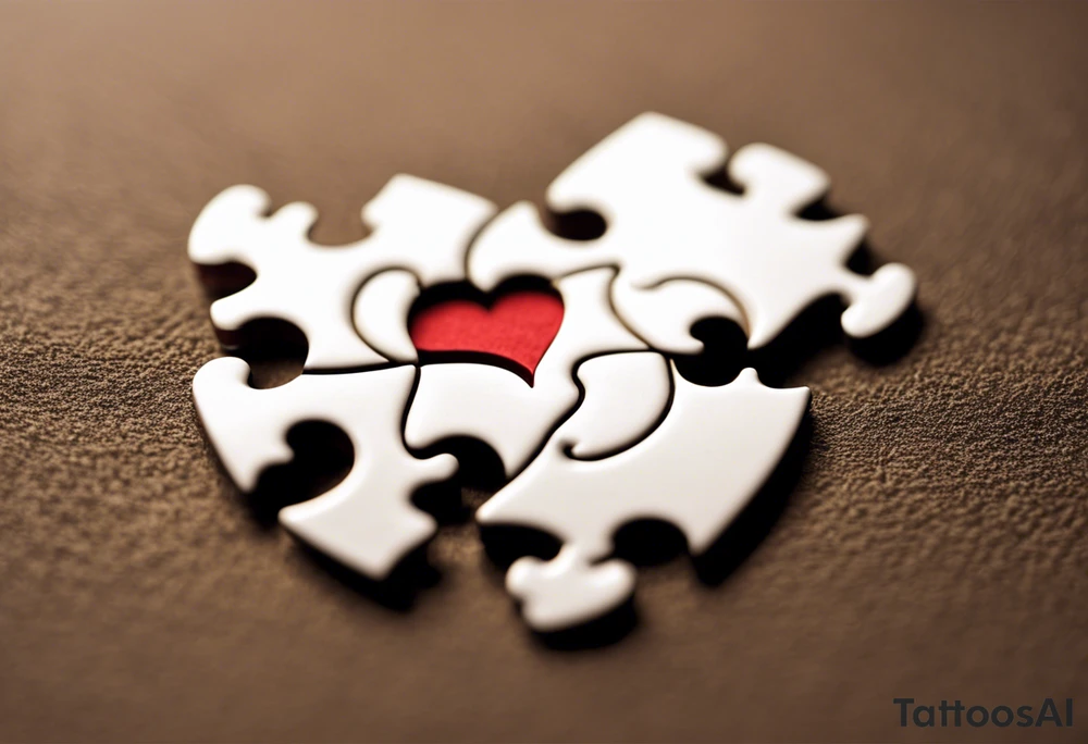 Interlocking Puzzle Pieces
   Concept: Two outlined puzzle pieces that are interlocking or fit together perfectly, symbolizing how you and your sister were connected. One of the puzzle pieces could have the small, filled-in heart inside it.
   Text: “To my favorite sister” could be placed underneath or along the curve of your ankle, maintaining your sister’s handwriting. You could position the text so it wraps slightly around the interlocking pieces. tattoo idea