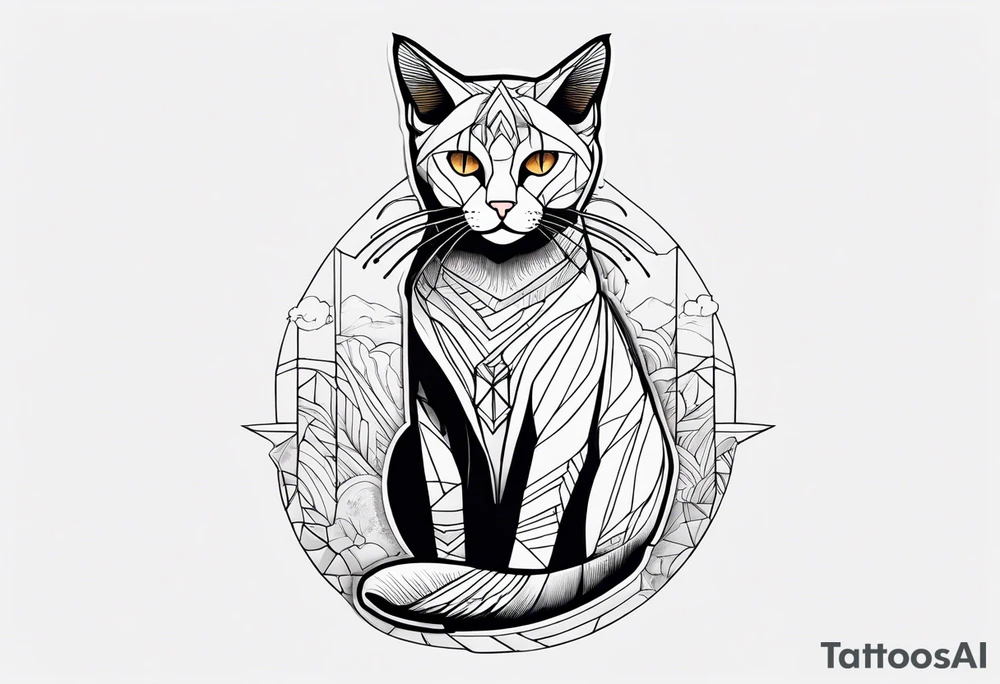 Cat with the words STRAYNATION underneath tattoo idea