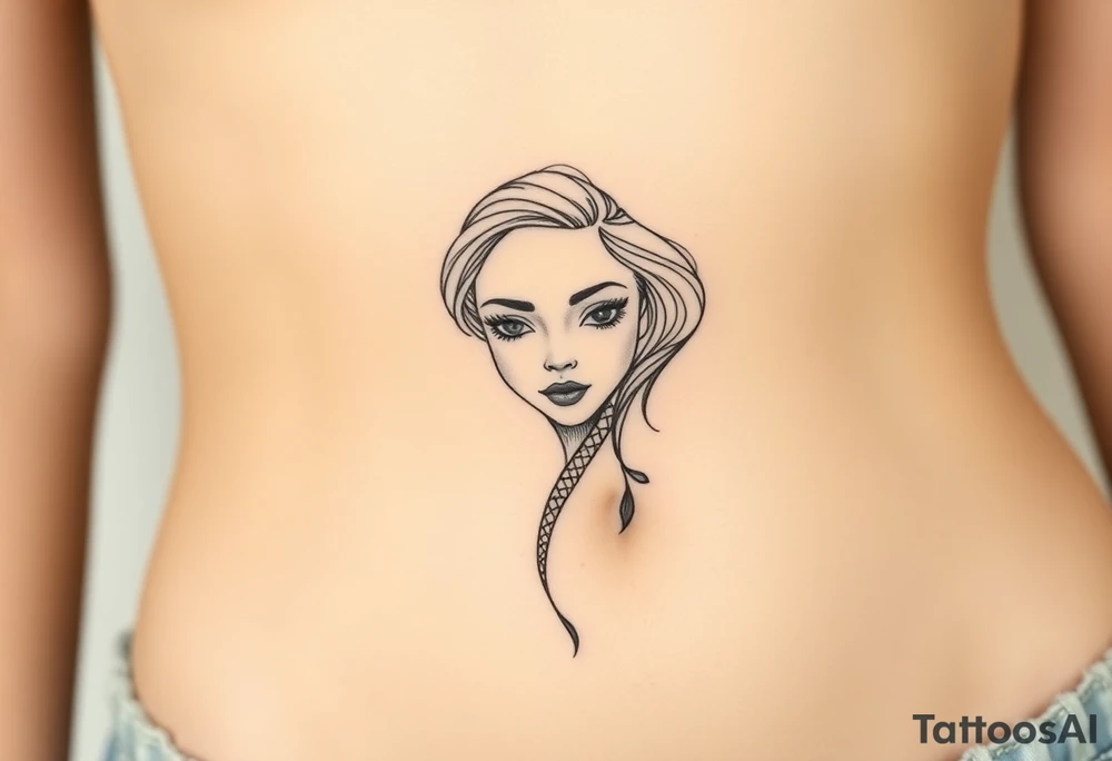 Mermaid light grainy soft feminine face tattoo idea