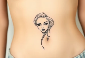 Mermaid light grainy soft feminine face tattoo idea