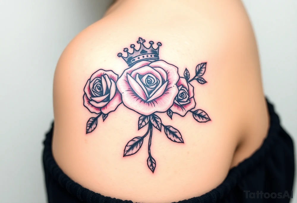 Roses with crown and 1982 tattoo idea