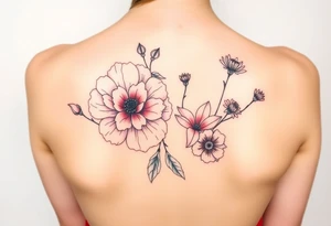 Carnation rose lily luster and aster flower tattoo idea