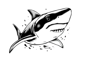 Cute great white shark flowing tattoo idea