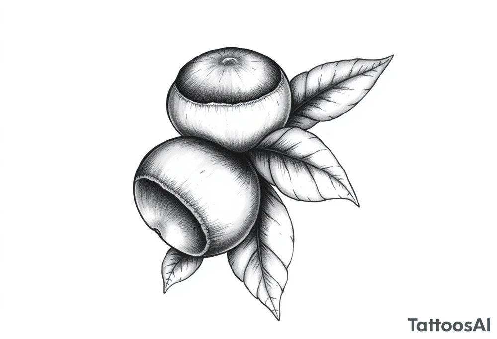 Three haselnuts with one leave tattoo idea