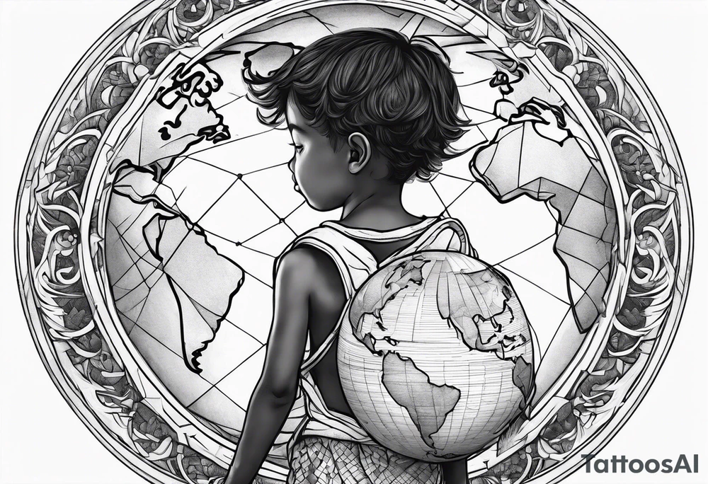 a child who carries the earth on his back tattoo idea