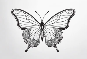 Uma borboleta e em suas asas desenhar um cérebro tattoo idea