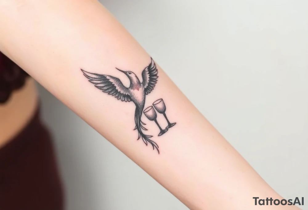 Phoenix bird and the two of cups tarot tattoo idea