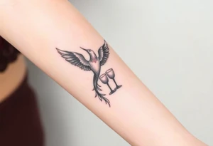 Phoenix bird and the two of cups tarot tattoo idea
