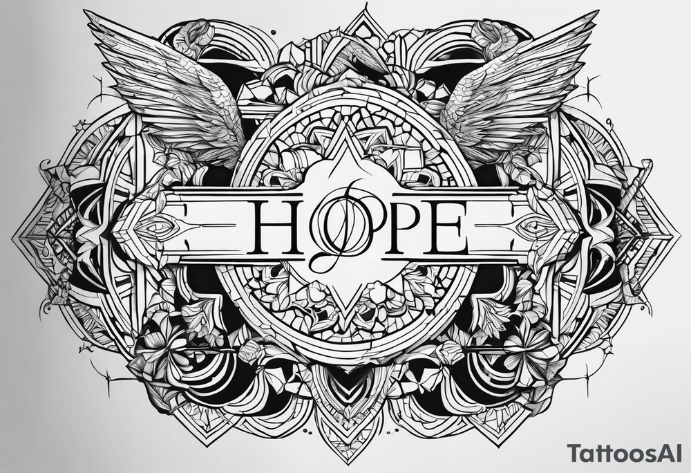 HOPE на пальцах руки четыре слова H O P E tattoo idea