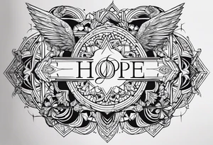 HOPE на пальцах руки четыре слова H O P E tattoo idea