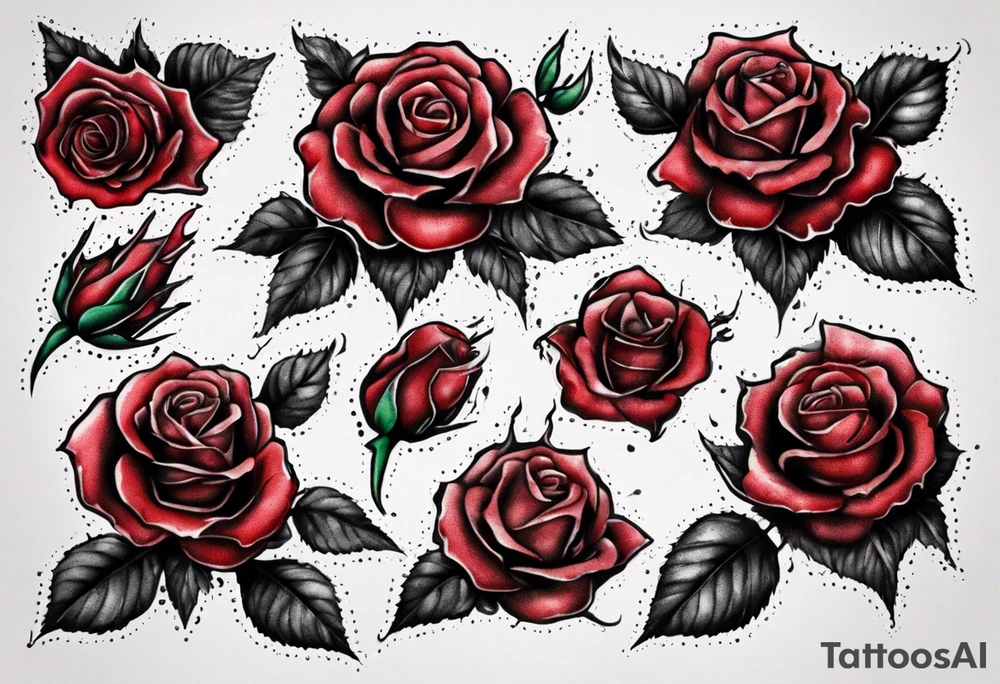 the top of a rose that is bleeding tattoo idea