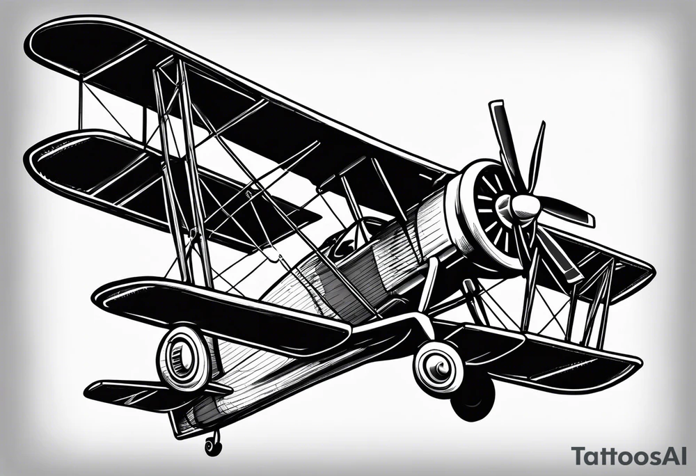 sketch of adventure plane in perspective from the bottom tattoo idea