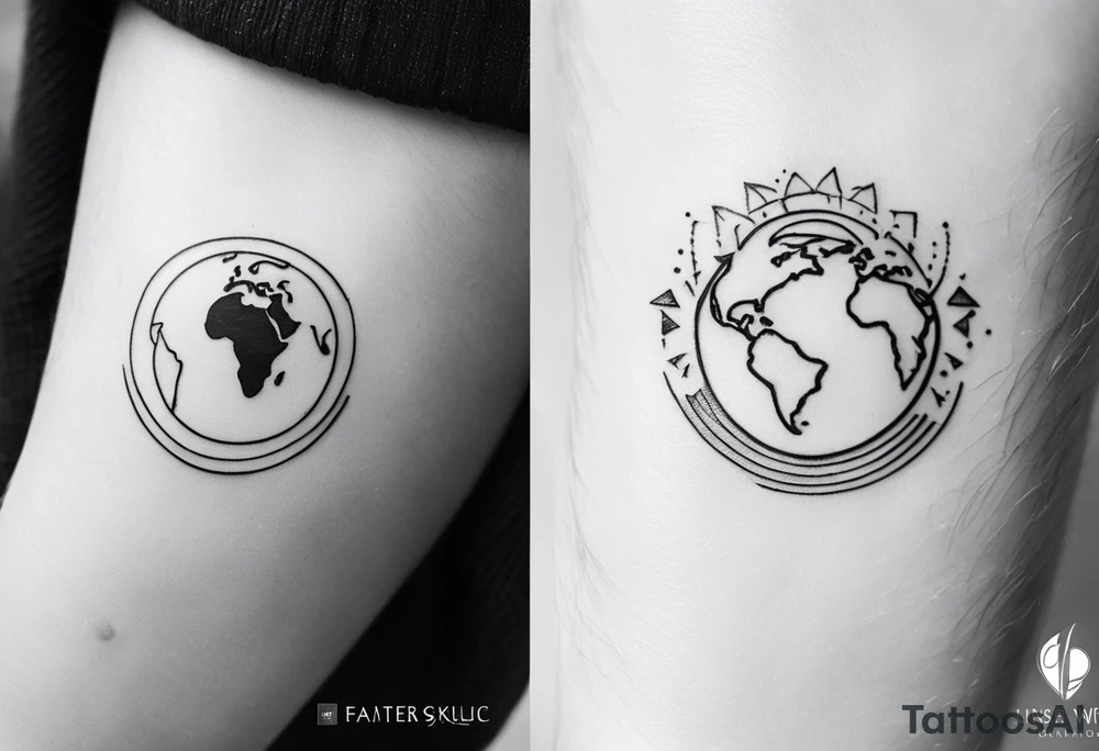 a minimalistic, very small, fine line tattoo symbolizing my love to travel the world and explore new cultures while also including a symbol of my roots, my family and friends, who I am very grateful for tattoo idea