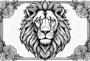 make me a lion tattoo in a rectangle frame tattoo idea
