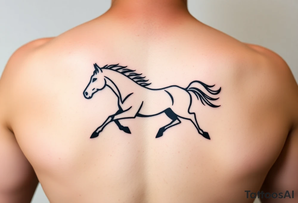horse silhouette galloping towards us tattoo idea
