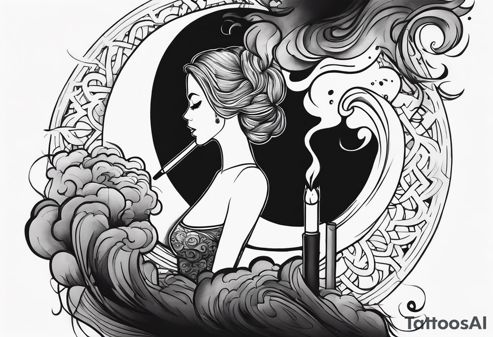 Draw me black smoke coming out of a cigarette tattoo idea